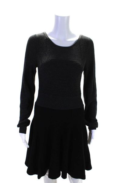 Marc By Marc Jacobs Womens Long Sleeve A Line Sweater Dress Black Gray Large