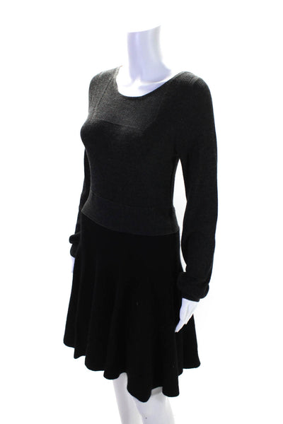 Marc By Marc Jacobs Womens Long Sleeve A Line Sweater Dress Black Gray Large