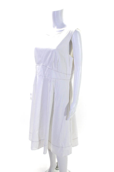 Dana Buchman Womens Back Zip Sleeveless Shift Dress White Cotton Size Large