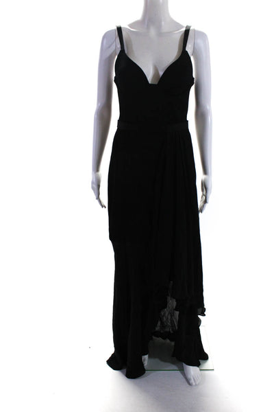 Theory Womens Black V-Neck Zip Back Sleeveless Hi-Low Dress Size 8