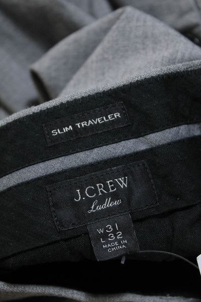 J Crew Mens Zipper Fly Pleated Ludlow Slim Traveler Dress Pants Gray Wool 31x32