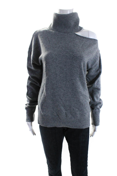 Paige Women's Turtleneck Cutout Long Sleeves Pullover Sweater Gray Size S