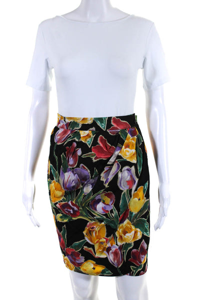 Emanuel Ungaro Parallele Womens Vintage Floral Pencil Skirt Multicolor Size 8