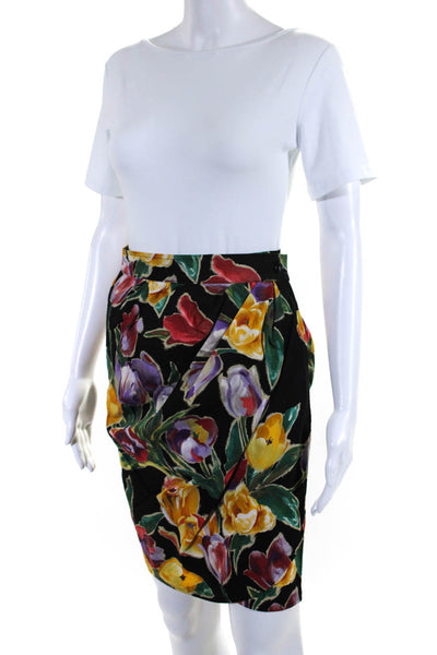 Emanuel Ungaro Parallele Womens Vintage Floral Pencil Skirt Multicolor Size 8