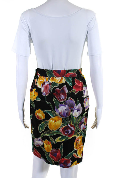 Emanuel Ungaro Parallele Womens Vintage Floral Pencil Skirt Multicolor Size 8