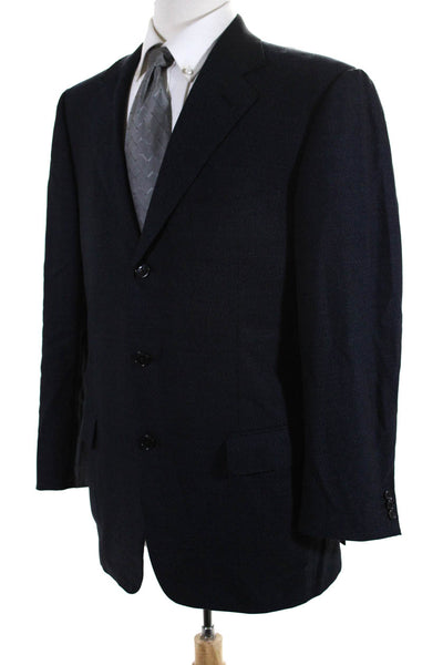 Ermenegildo Zegna Mens Dark Navy Wool Three Button Long Sleeve Blazer Size 50