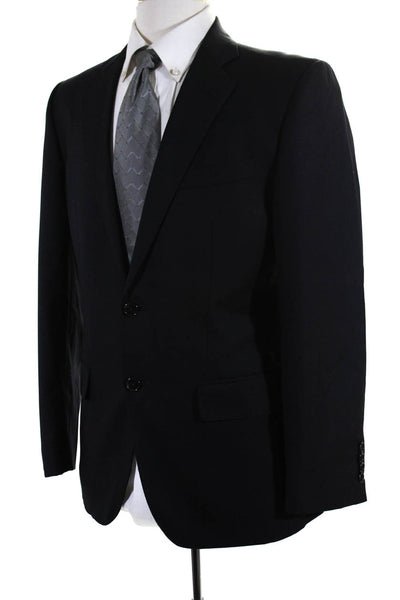 Black Saks Fifth Avenue Mens Black Wool Two Button Long Sleeve Blazer Size 38S