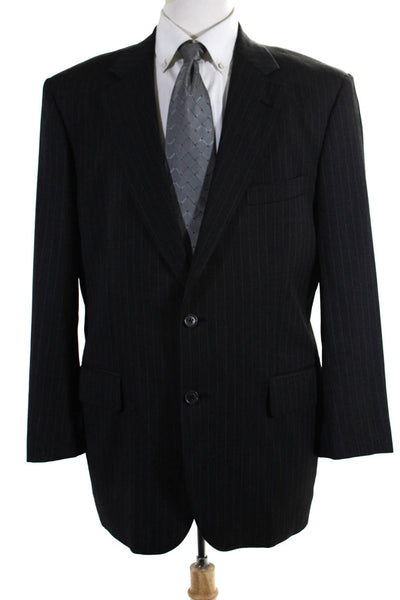 Brooks Brothers Mens Charcoal Wool Striped Two Button Long Sleeve Blazer Size 42