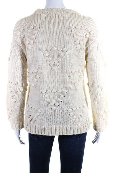 Saltwater Luxe Womens Long Sleeve Bubble Knit Sweater Beige Size XS