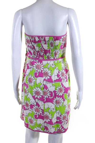 Lily Pulitzer Womens Cotton Floral Print Strapless A Line Dress Pink Size 6