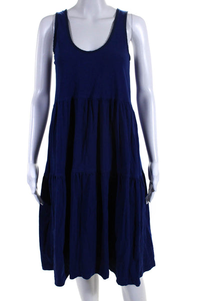 Everlane Womens Cotton Scoop Neck Sleeveless Tiered maxi Dress Blue Size XS