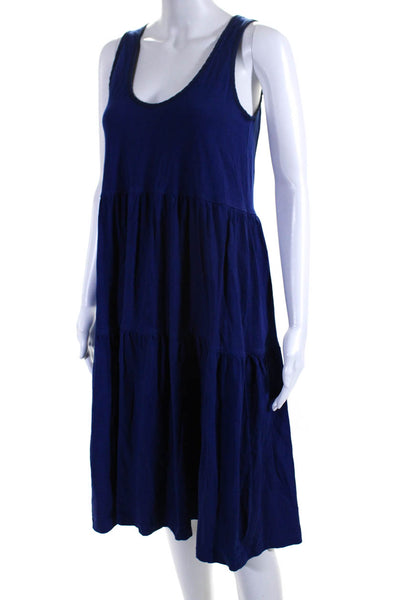 Everlane Womens Cotton Scoop Neck Sleeveless Tiered maxi Dress Blue Size XS