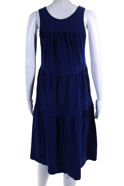 Everlane Womens Cotton Scoop Neck Sleeveless Tiered maxi Dress Blue Size XS