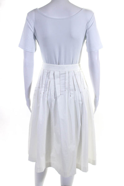 Peserico Womens Cotton Pleated A Line Midi Skirt White Size 40