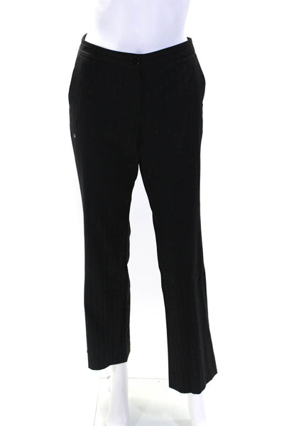 Theory Womens Black Wool Striped High Rise Straight Leg Dress Pants Size 6