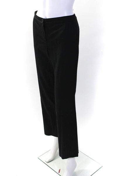 Theory Womens Black Wool Striped High Rise Straight Leg Dress Pants Size 6