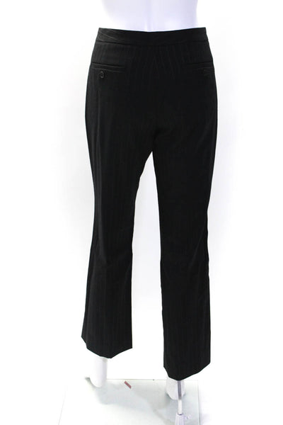 Theory Womens Black Wool Striped High Rise Straight Leg Dress Pants Size 6