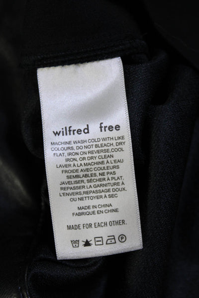 Wilfred Free Womens Black Vegan Leather Fly Button Straight Cargo Pants Size 2