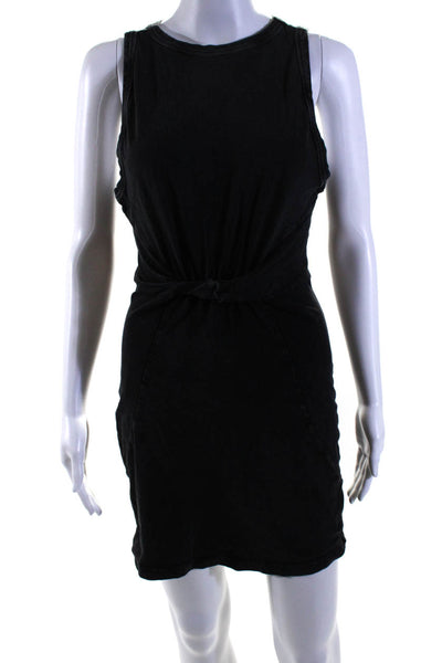 L Space Womens Faded Black Cotton Crew Neck Twist Front Tank Dress Size XS