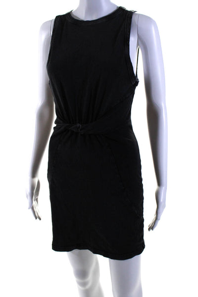 L Space Womens Faded Black Cotton Crew Neck Twist Front Tank Dress Size XS