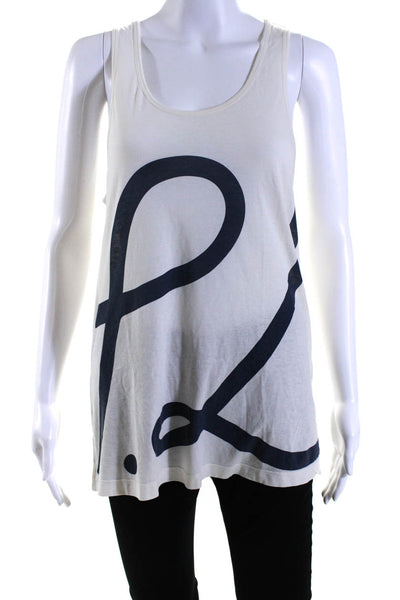 3.1 Phillip Lim Womens White Cotton Printed Scoop Neck Sleeveless Tank Top Size