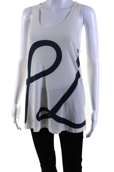 3.1 Phillip Lim Womens White Cotton Printed Scoop Neck Sleeveless Tank Top Size