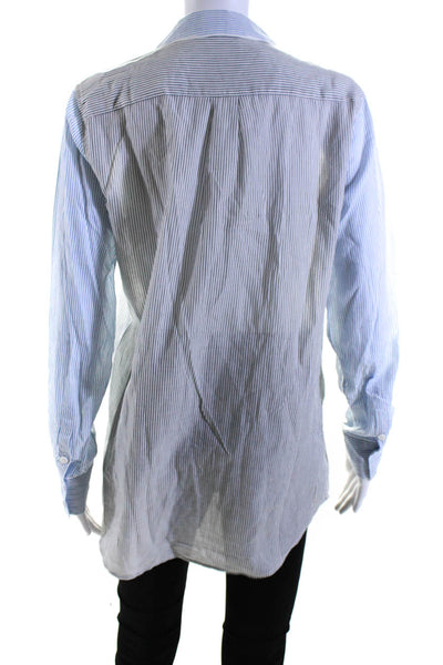 Equipment Femme Womens White Multi Striped Oversized Button Down Shirt Size S