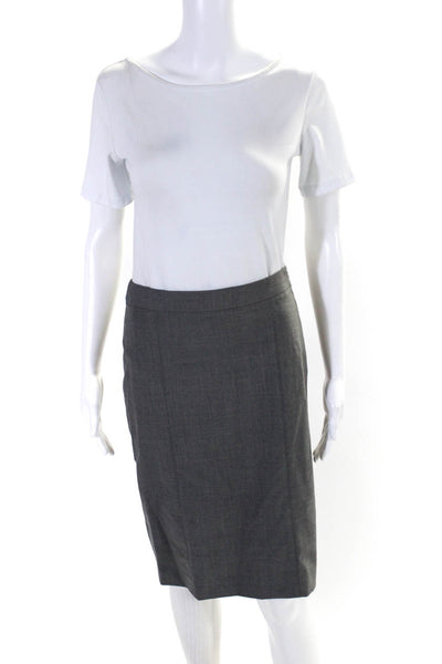 Theory Womens Side Zip Back Slit Straight Woven Skirt Gray Size 0