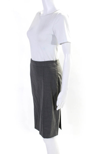 Theory Womens Side Zip Back Slit Straight Woven Skirt Gray Size 0