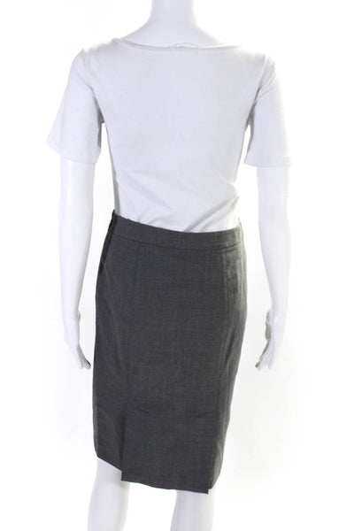 Theory Womens Side Zip Back Slit Straight Woven Skirt Gray Size 0