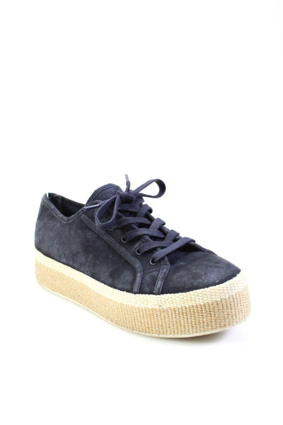 Vince Womens Navy Blue Suede Espadrille Platform Heels Sneakers Shoes Size 7M