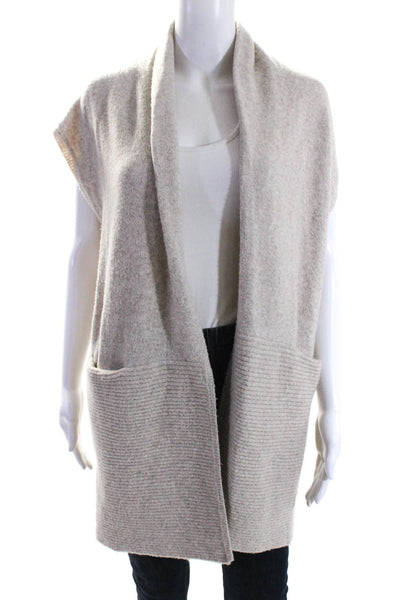 Michael Stars Women's Open Front Sleeveless Cardigan Sweater Beige Size XS