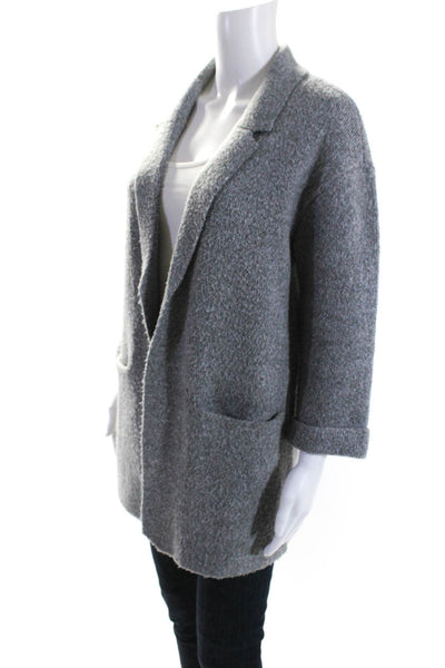 Moth Women's Long Sleeves Collared Open Front Cardigan Sweater Gray Size XS