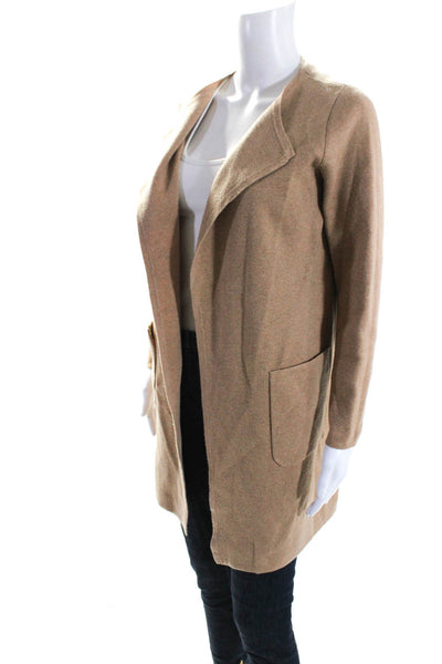 J Crew Women's Long Sleeves Open Front Pockets Cardigan Sweater Beige Size XXS