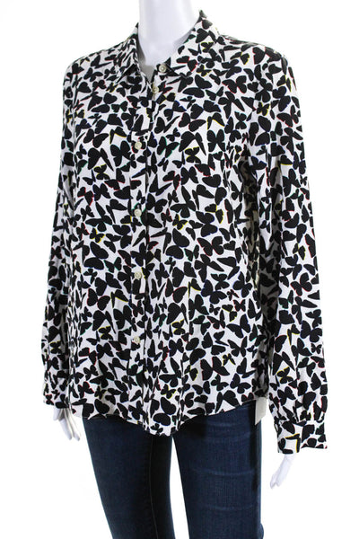 Kate Spade Women's Collared Long Sleeves Silk Butterfly Print Shirt Size 8