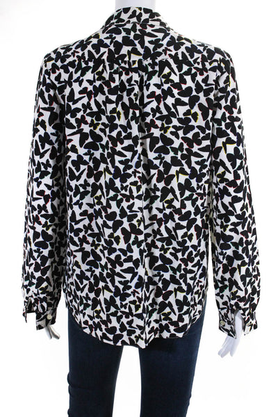 Kate Spade Women's Collared Long Sleeves Silk Butterfly Print Shirt Size 8