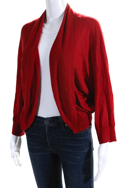 DKNY Womens Long Sleeve Open Front Thin Knit Cardigan Sweater Red Size Medium