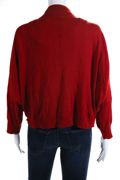 DKNY Womens Long Sleeve Open Front Thin Knit Cardigan Sweater Red Size Medium