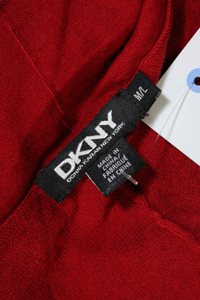 DKNY Womens Long Sleeve Open Front Thin Knit Cardigan Sweater Red Size Medium