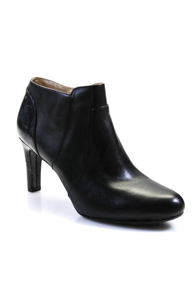 Bandolino Womens Side Zip High Block Heels Leather Black Size 10.5 US