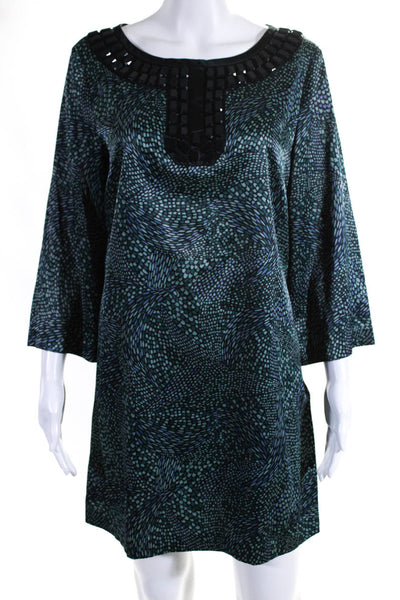 Michael Michael Kors Womens Beaded Embellish 3/4 Sleeves A-Line Mini Dress Size