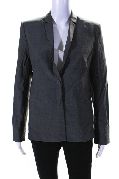 Elie Tahari Womens Single Button Notched Lapel Blazer Jacket Gray Size 6