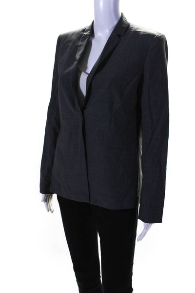 Elie Tahari Womens Single Button Notched Lapel Blazer Jacket Gray Size 6