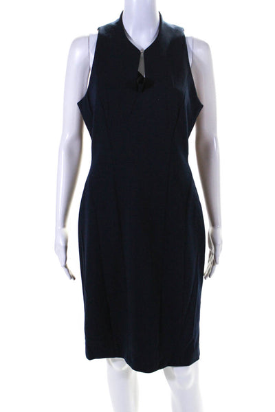 Elie Tahari Womens Back Zip Sleeveless Keyhole Sheath Dress Navy Silk Size 6