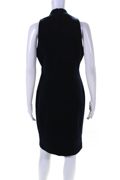 Elie Tahari Womens Back Zip Sleeveless Keyhole Sheath Dress Navy Silk Size 6