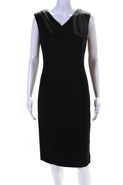 Elie Tahari Womens Back Zip Sleeveless V Neck Sheath Dress Black Size 4