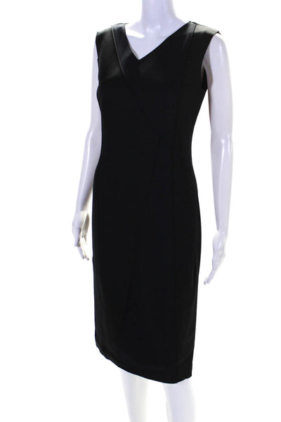 Elie Tahari Womens Back Zip Sleeveless V Neck Sheath Dress Black Size 4