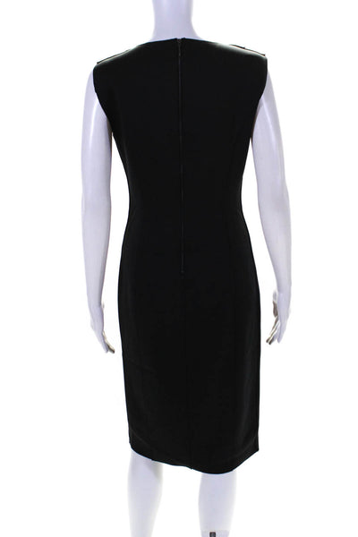 Elie Tahari Womens Back Zip Sleeveless V Neck Sheath Dress Black Size 4