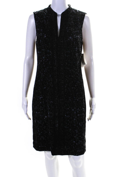 Elie Tahari Womens Back Zip Sleeveless Keyhole Floral Velvet Dress Black Size 6