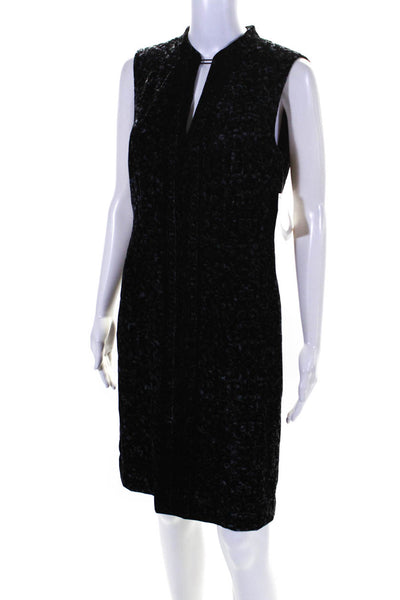 Elie Tahari Womens Back Zip Sleeveless Keyhole Floral Velvet Dress Black Size 6